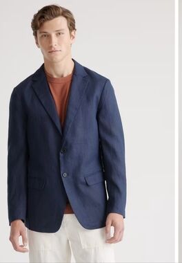 Quince Mens Linen Blazer Dark Navy Sz S NWT